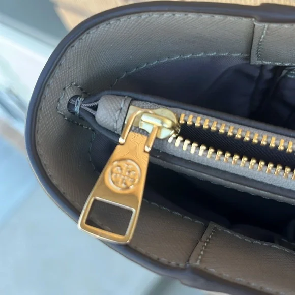 Tory Burch Gray Structured Leather Tote - Picture 12 of 15